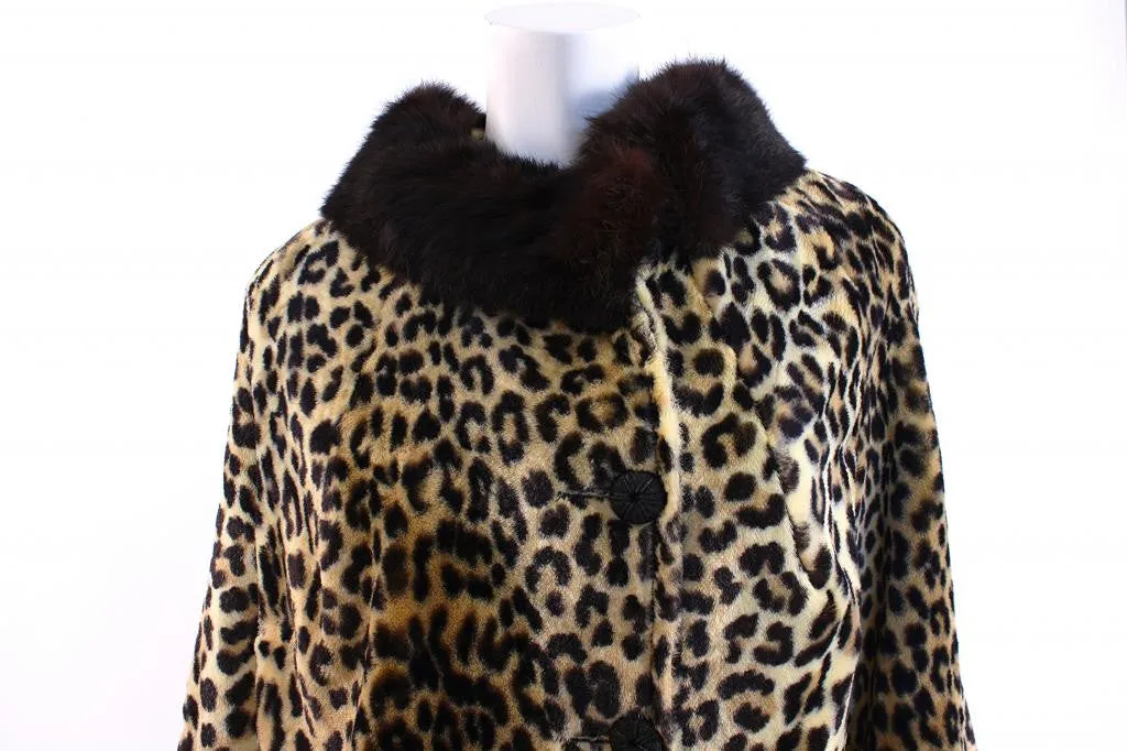 60's Leopard Print Faux Fur Coat with Collar