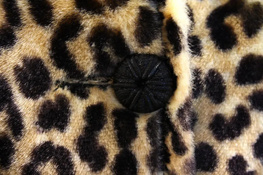 60's Leopard Print Faux Fur Coat with Collar