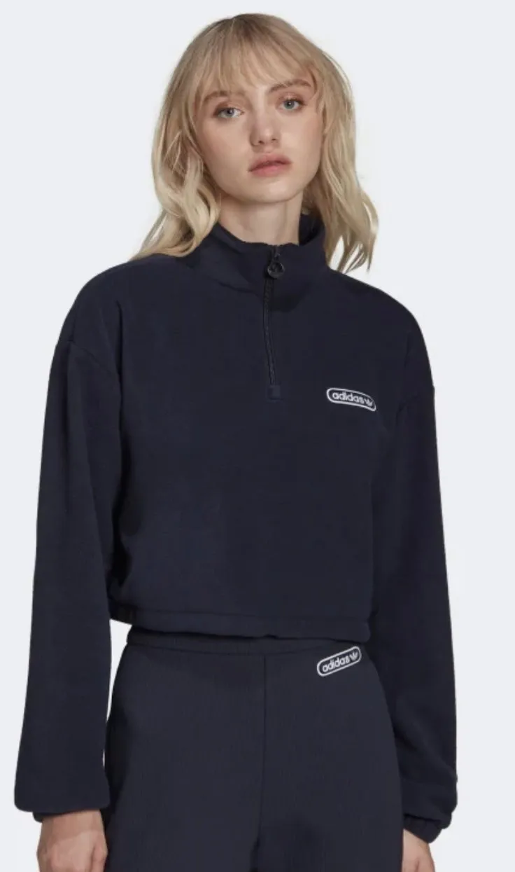 ADIDAS 1/4 ZIP LUXURY CROPPED SWEATER.