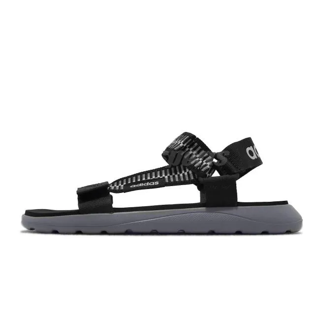 Adidas men's comfort sandal with black, white, and grey straps