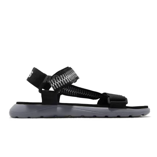 Adidas men's comfort sandal with black, white, and grey straps