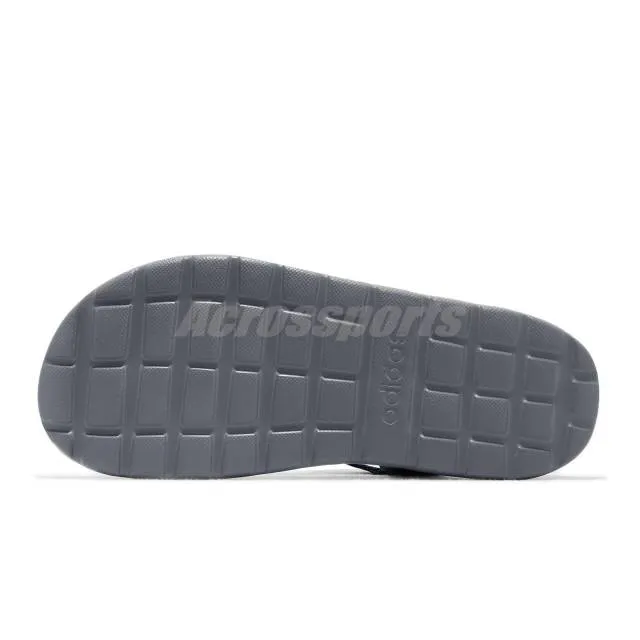 Adidas men's comfort sandal with black, white, and grey straps