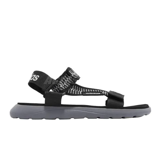 Adidas men's comfort sandal with black, white, and grey straps