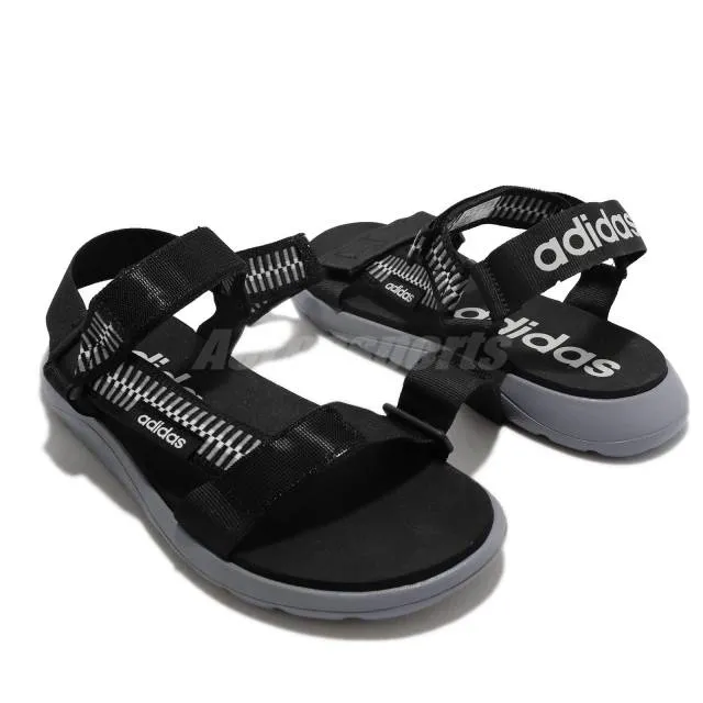 Adidas men's comfort sandal with black, white, and grey straps