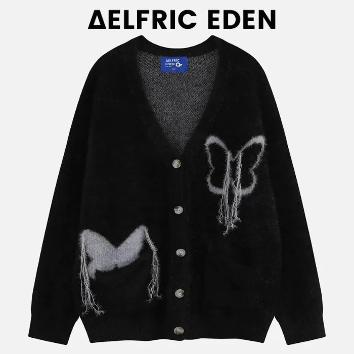 Aelfric Eden Unisex Street Style Long Sleeves Cotton Logo Cardigans