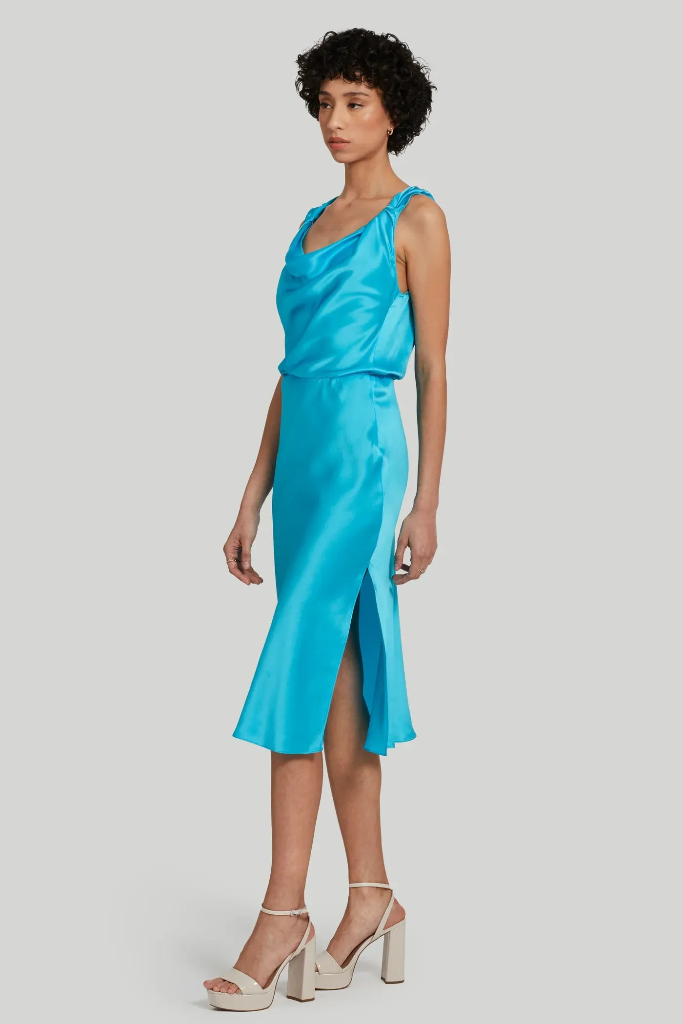 Amanda Uprichard Ellison Silk Dress in Marina