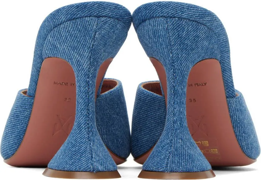 Amina Muaddi Blue Lupita Denim Heeled Sandals