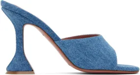 Amina Muaddi Blue Lupita Denim Heeled Sandals