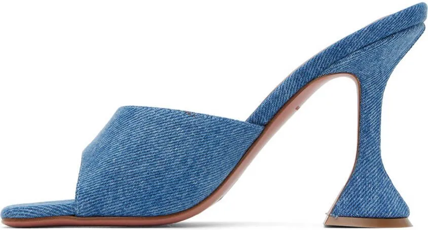 Amina Muaddi Blue Lupita Denim Heeled Sandals