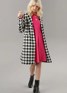 Aniston Houndstooth Print Short Coat