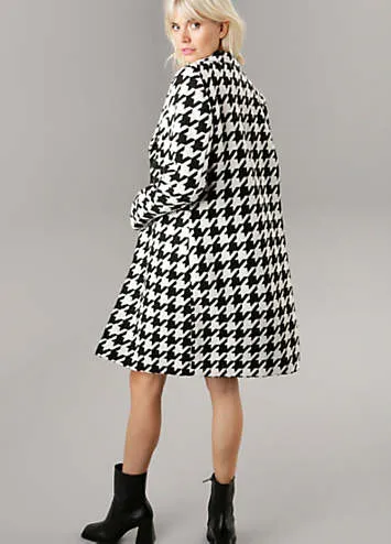 Aniston Houndstooth Print Short Coat