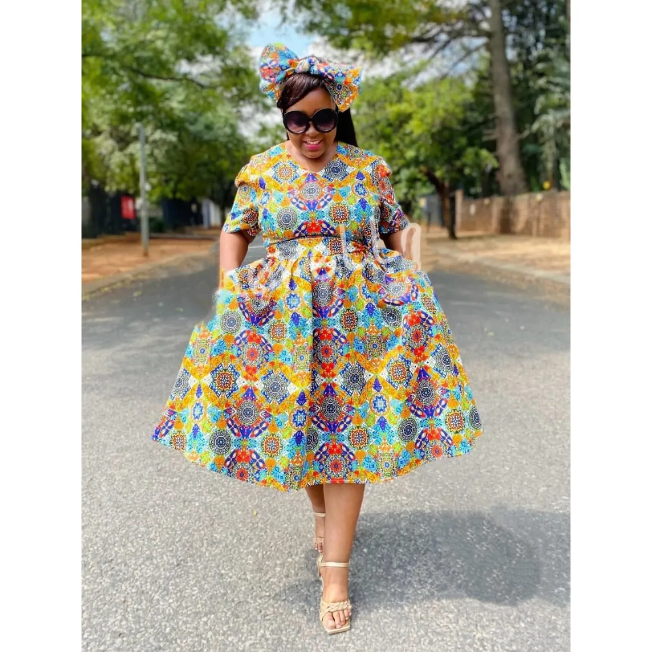 Ankara Mini Dress with Pockets