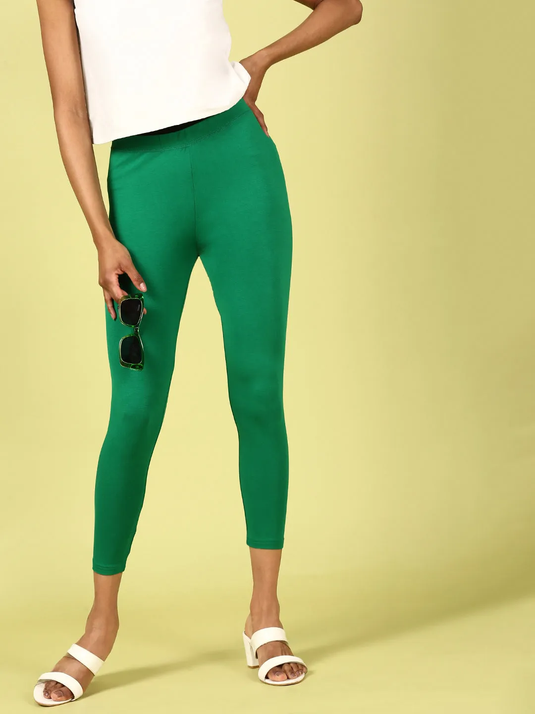 Emerald Green Ankle Length Leggings Online Shop