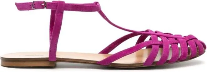 Anna F. 512 Purple Suede Caged Sandals