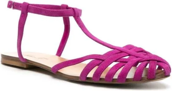 Anna F. 512 Purple Suede Caged Sandals