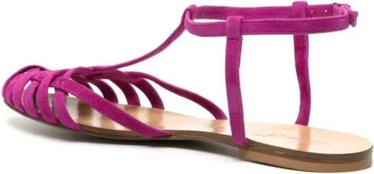 Anna F. 512 Purple Suede Caged Sandals