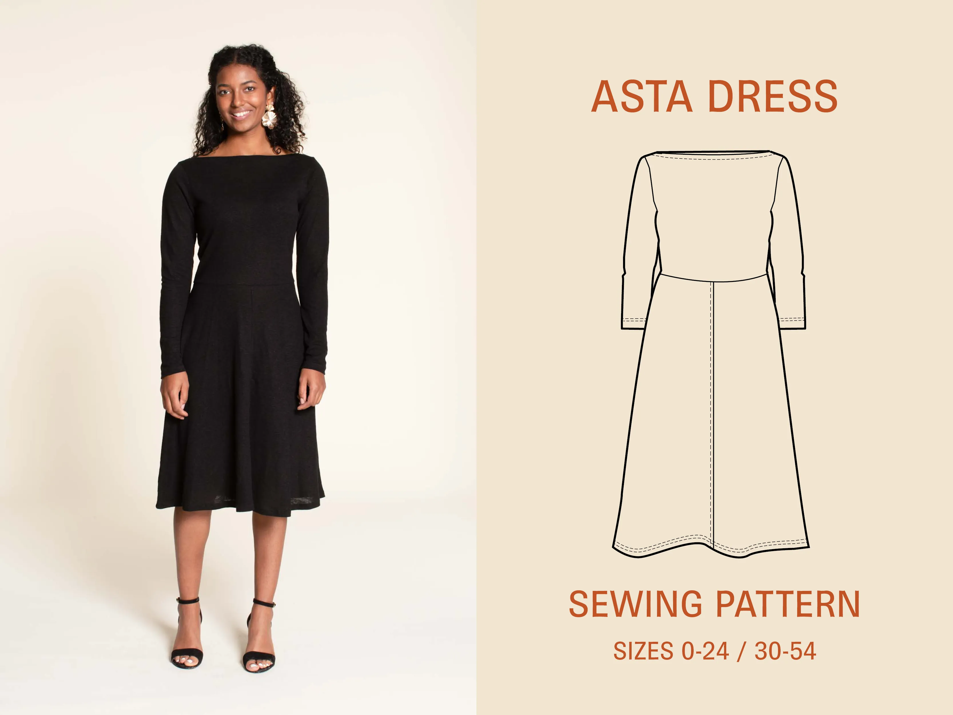 Asta Dress Pattern for Women-Size Chart