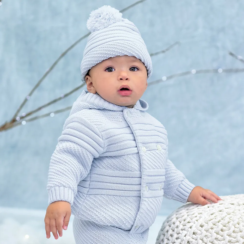 Baby Blue Handknit Stroller Jacket