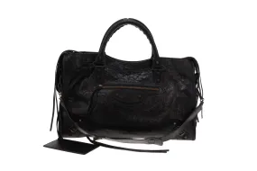 Black Crinkled Leather City Bag by Balenciaga