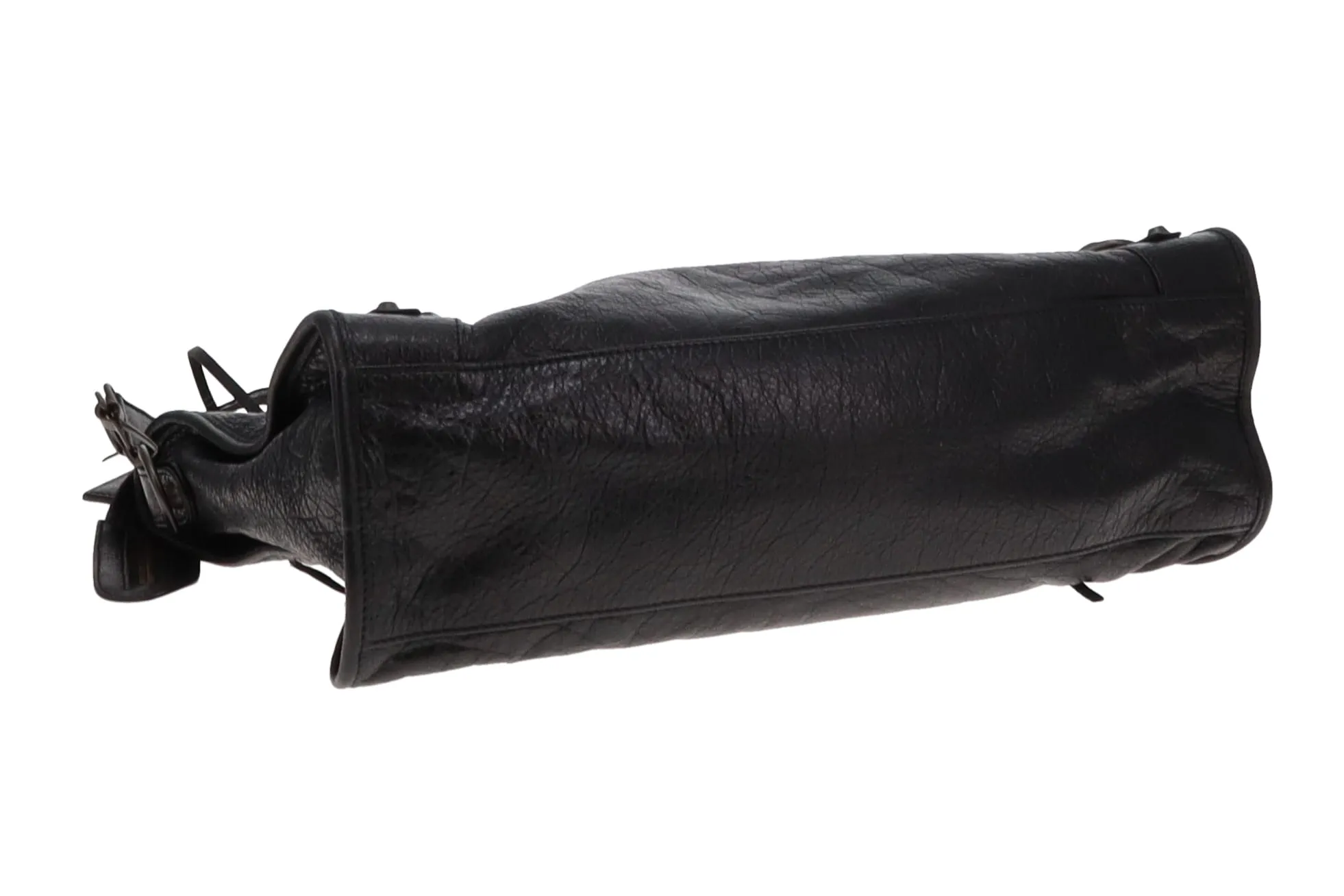 Black Crinkled Leather City Bag by Balenciaga