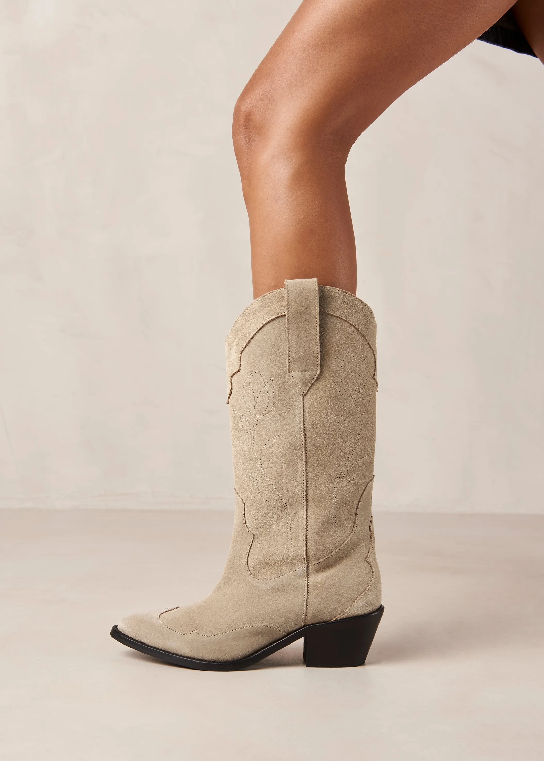 Beige Leather Boots