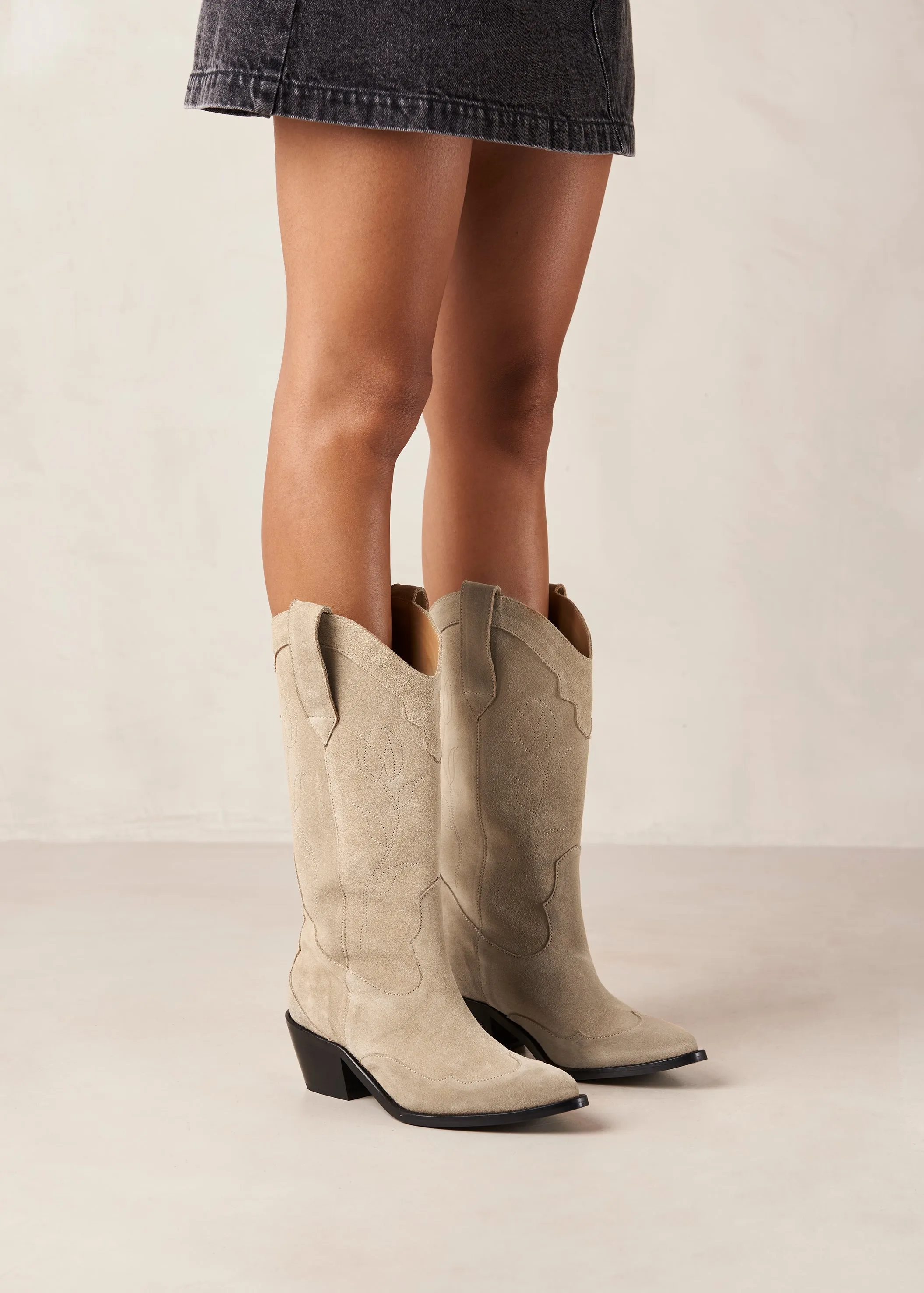 Beige Leather Boots