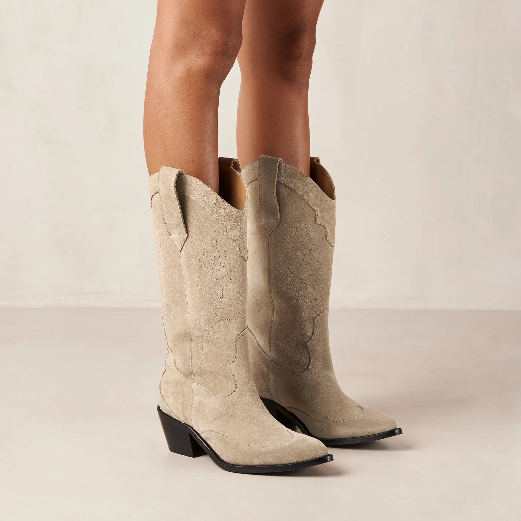 Beige Leather Boots