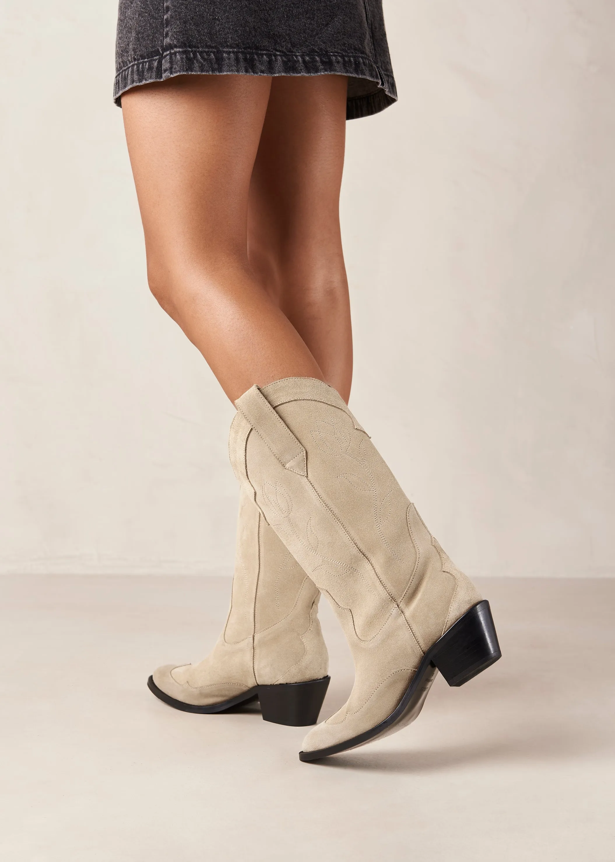 Beige Leather Boots