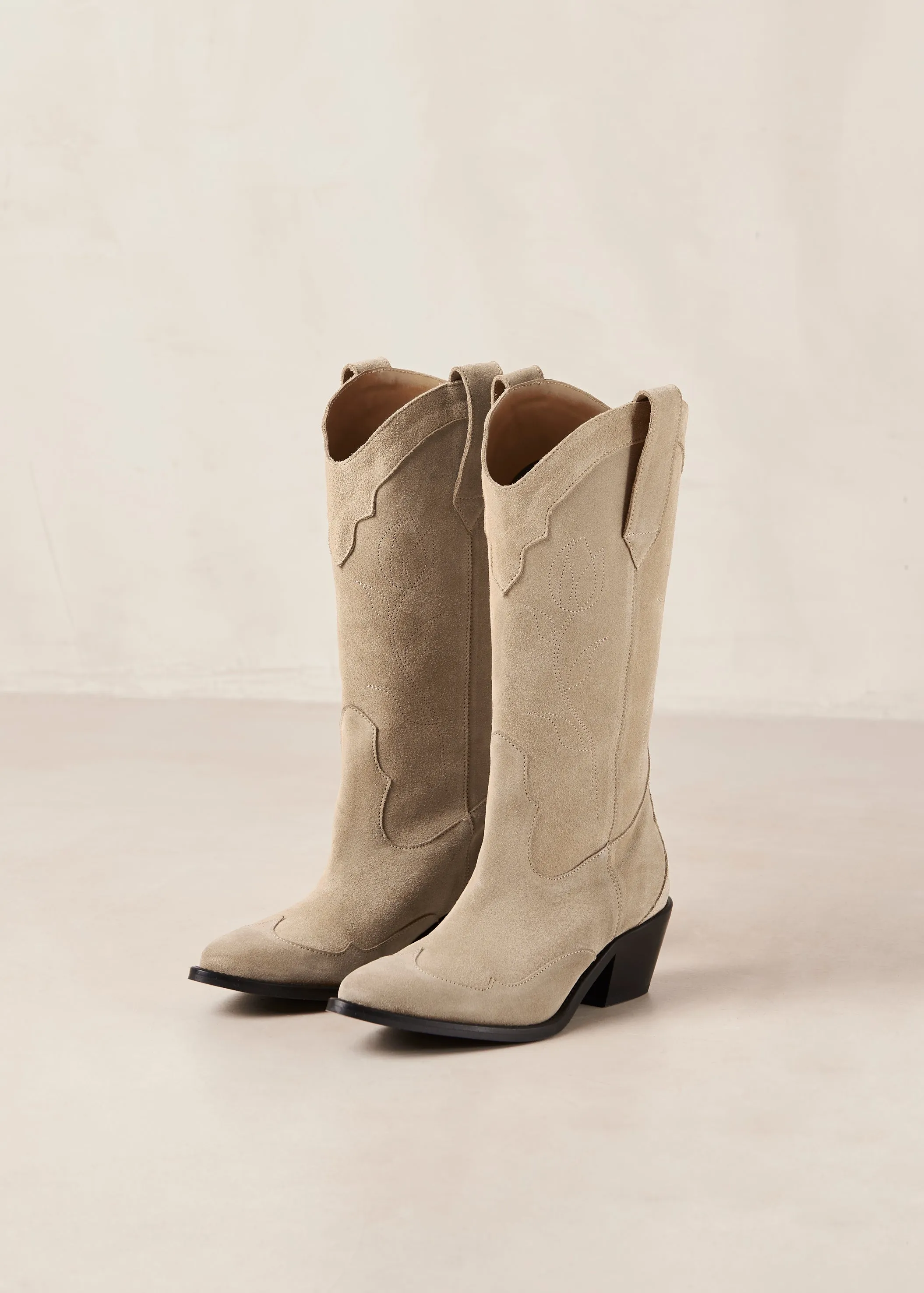 Beige Leather Boots