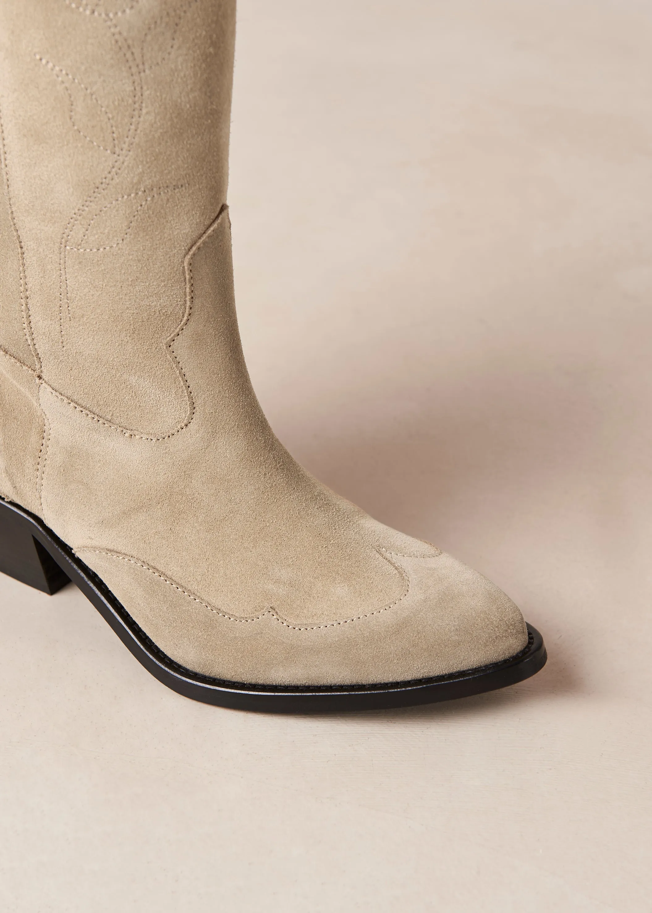 Beige Leather Boots