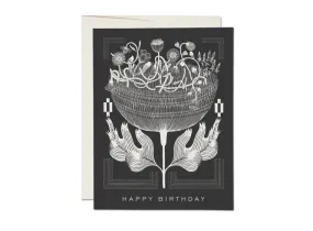 Birthday Greeting Card Black White