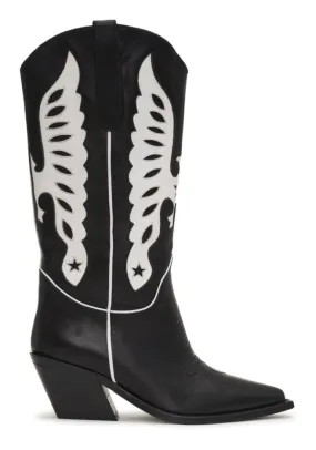 Black and White Mid Calf Tania Boots