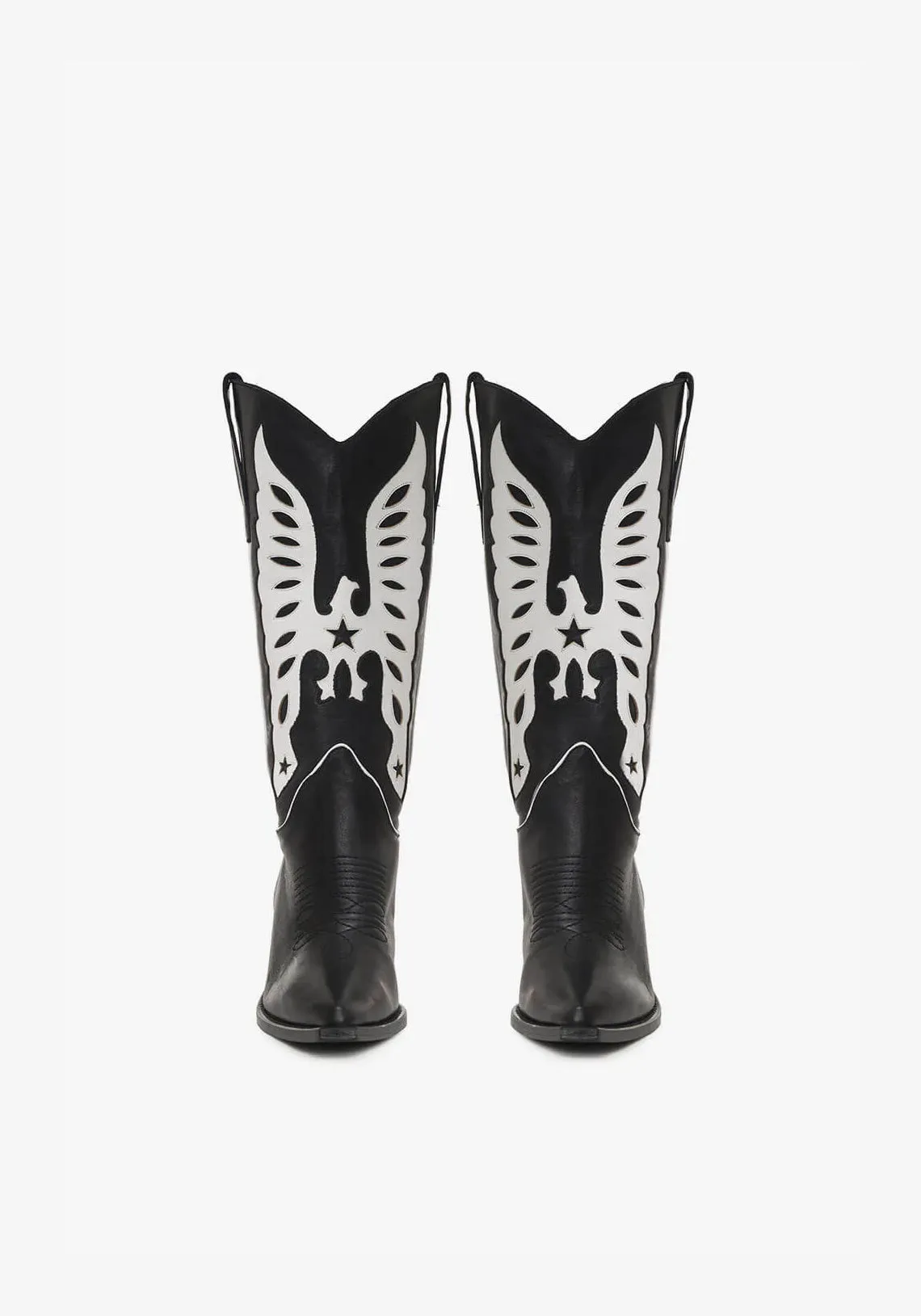 Black and White Mid Calf Tania Boots