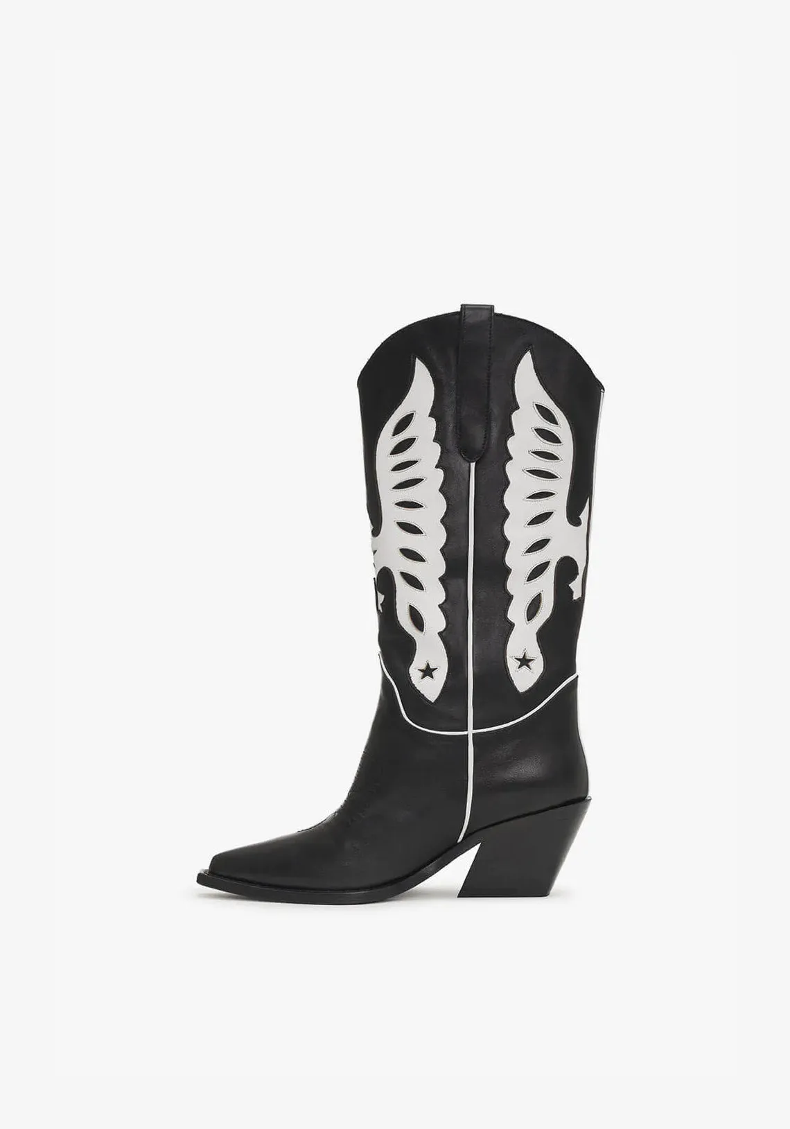 Black and White Mid Calf Tania Boots