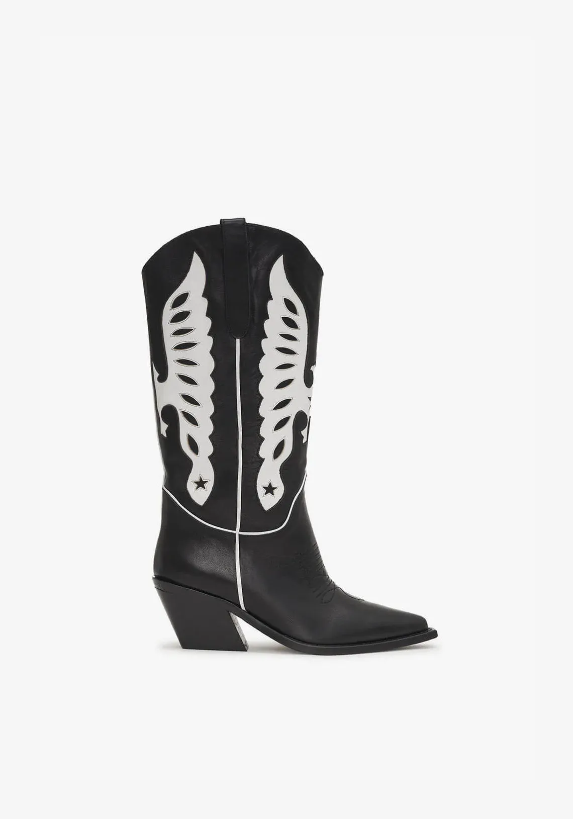 Black and White Mid Calf Tania Boots