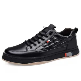 Black Casual Shoe Sneaker with Crocodile Skin Pattern