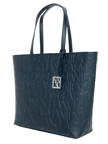 Black shopping bag with embossed logo