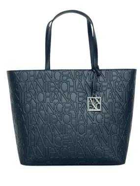 Black shopping bag with embossed logo