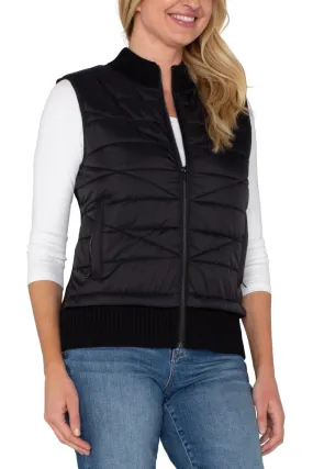 Black Sleeveless Quilted Vest by LA