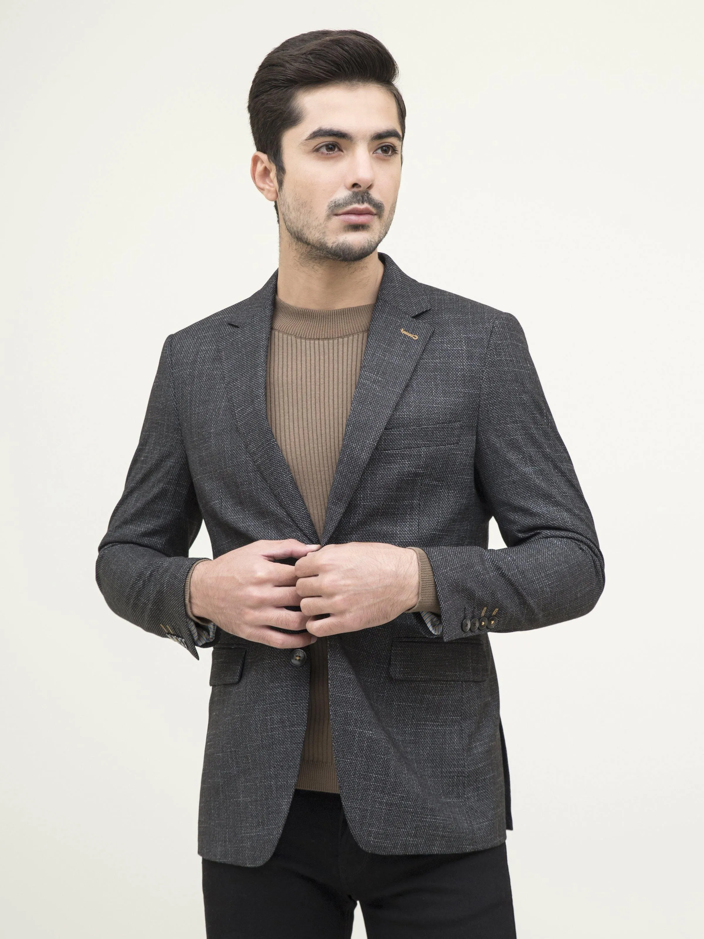 Black Slim Fit Casual Coat