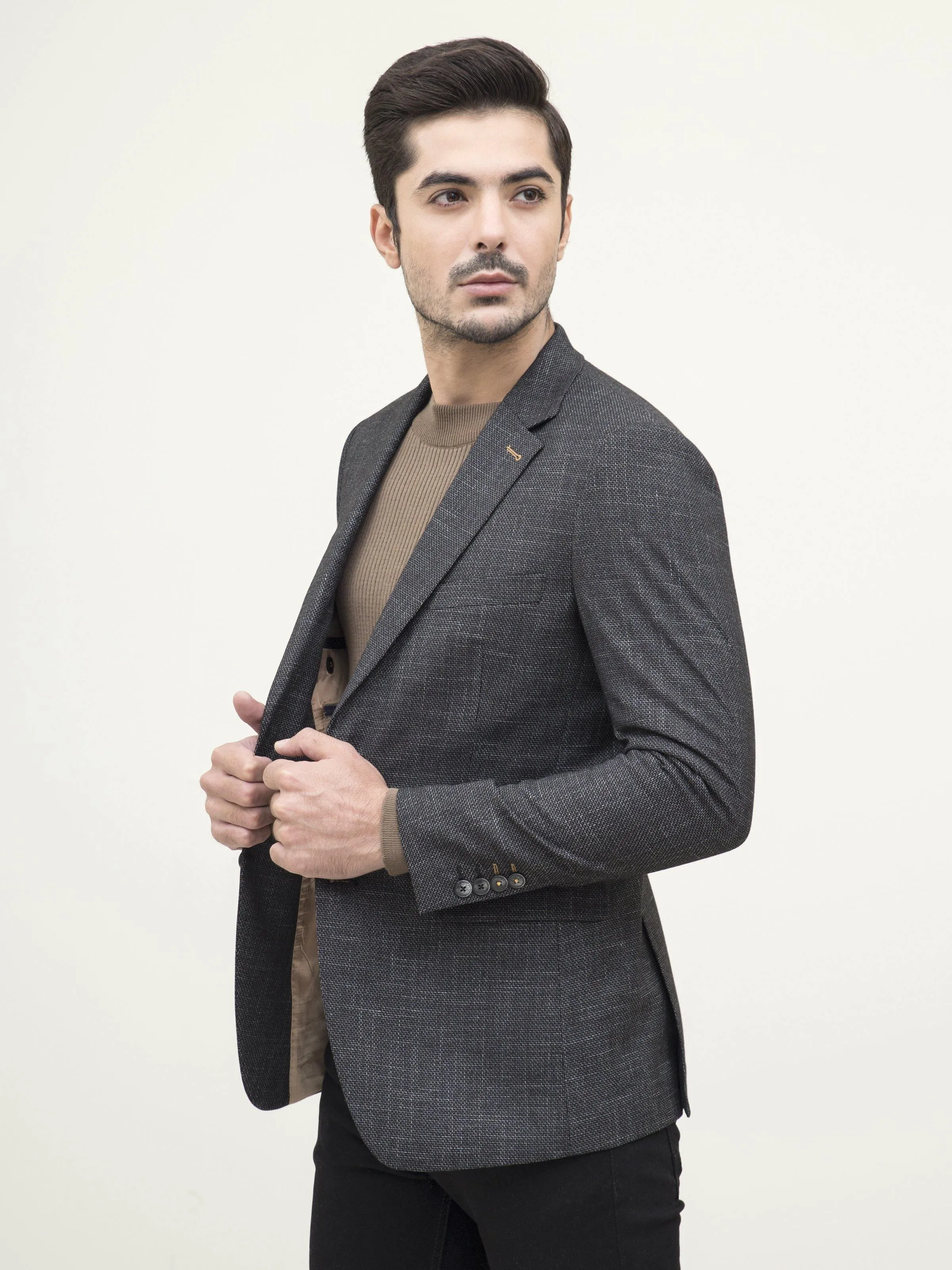 Black Slim Fit Casual Coat