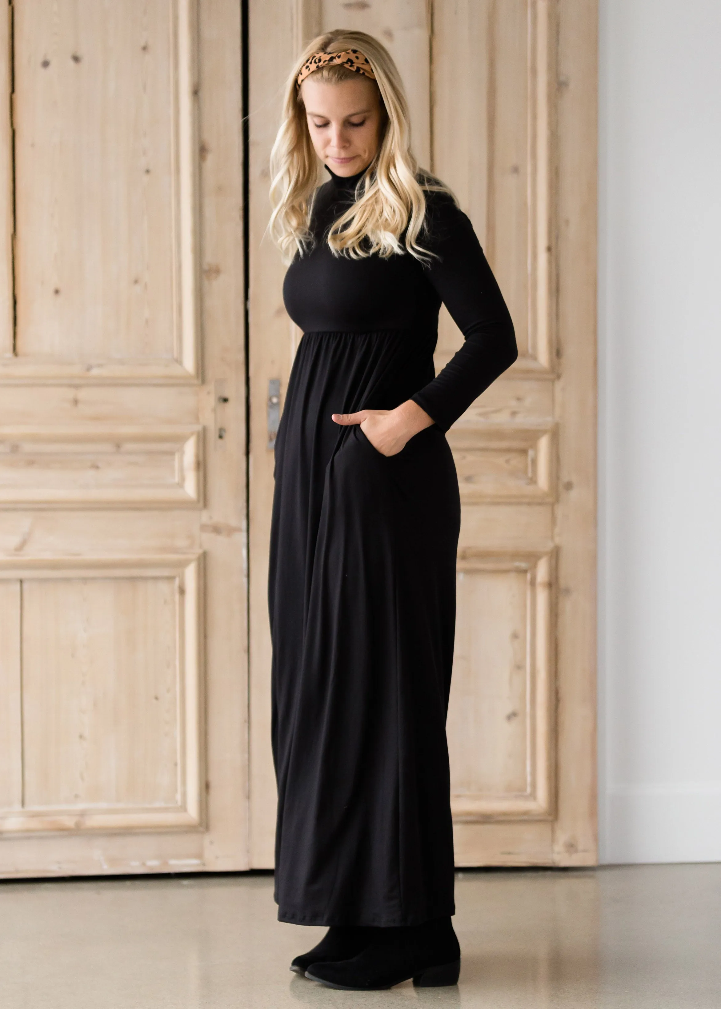 Black Turtleneck Maxi Dress - Clearance Sale