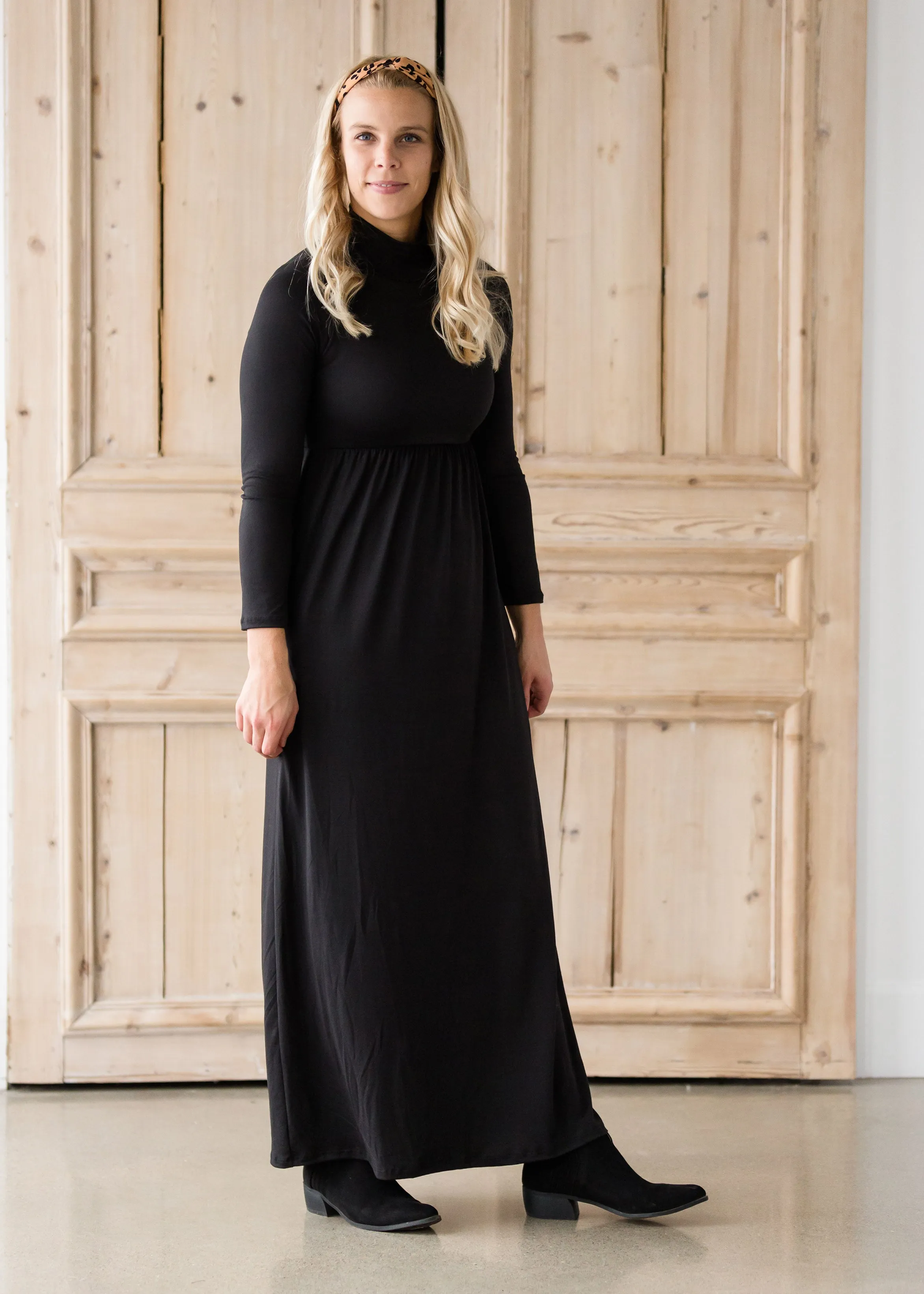 Black Turtleneck Maxi Dress - Clearance Sale