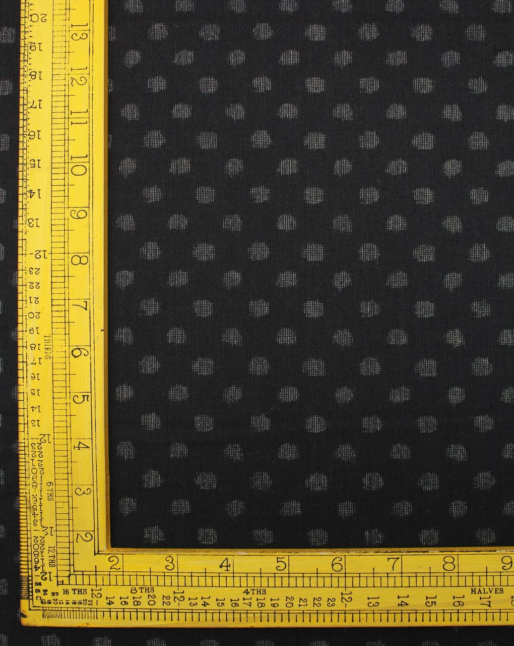 Black White Polka Dot Cotton Ikat Fabric