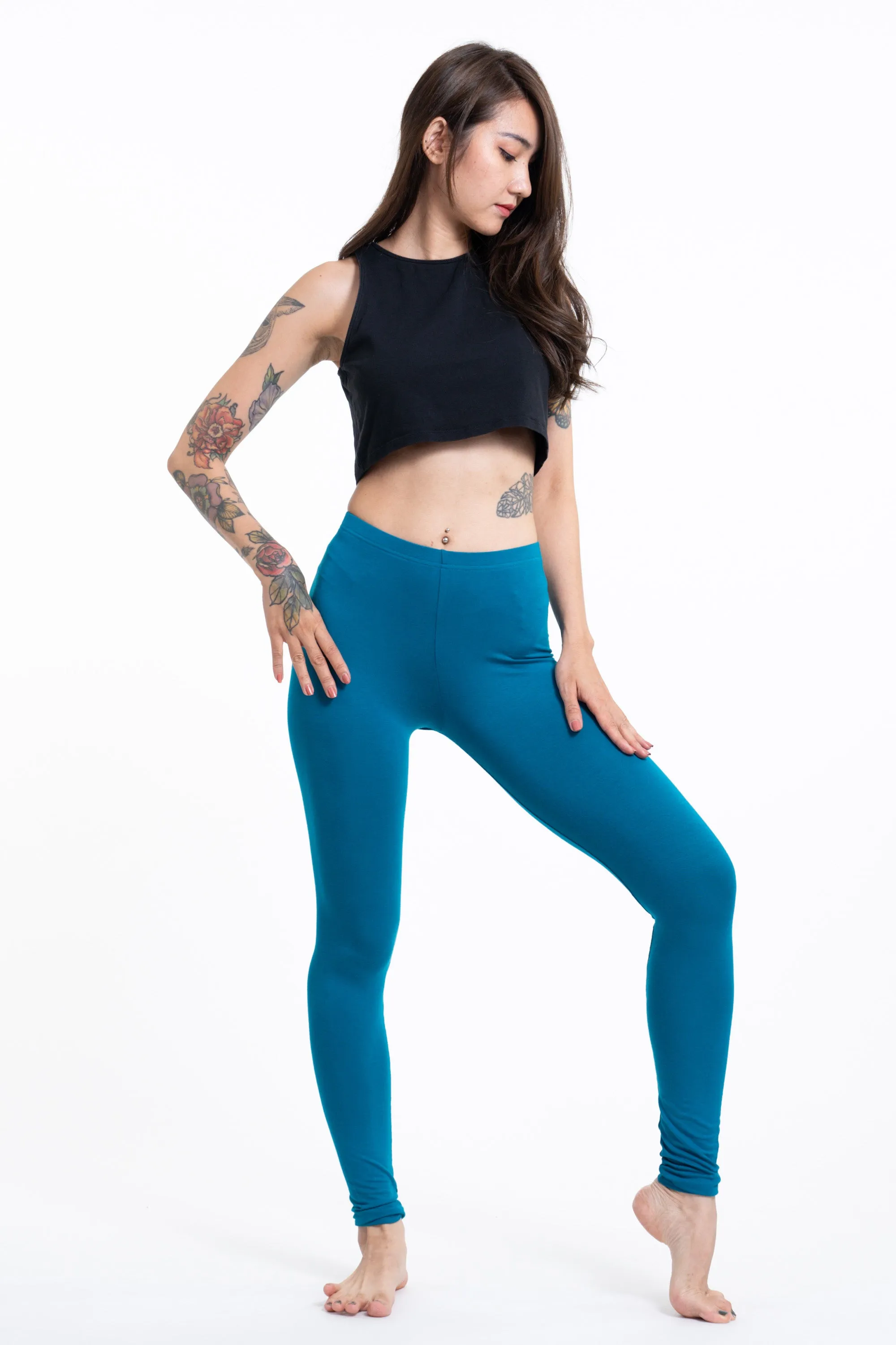 Blue Cotton Leggings