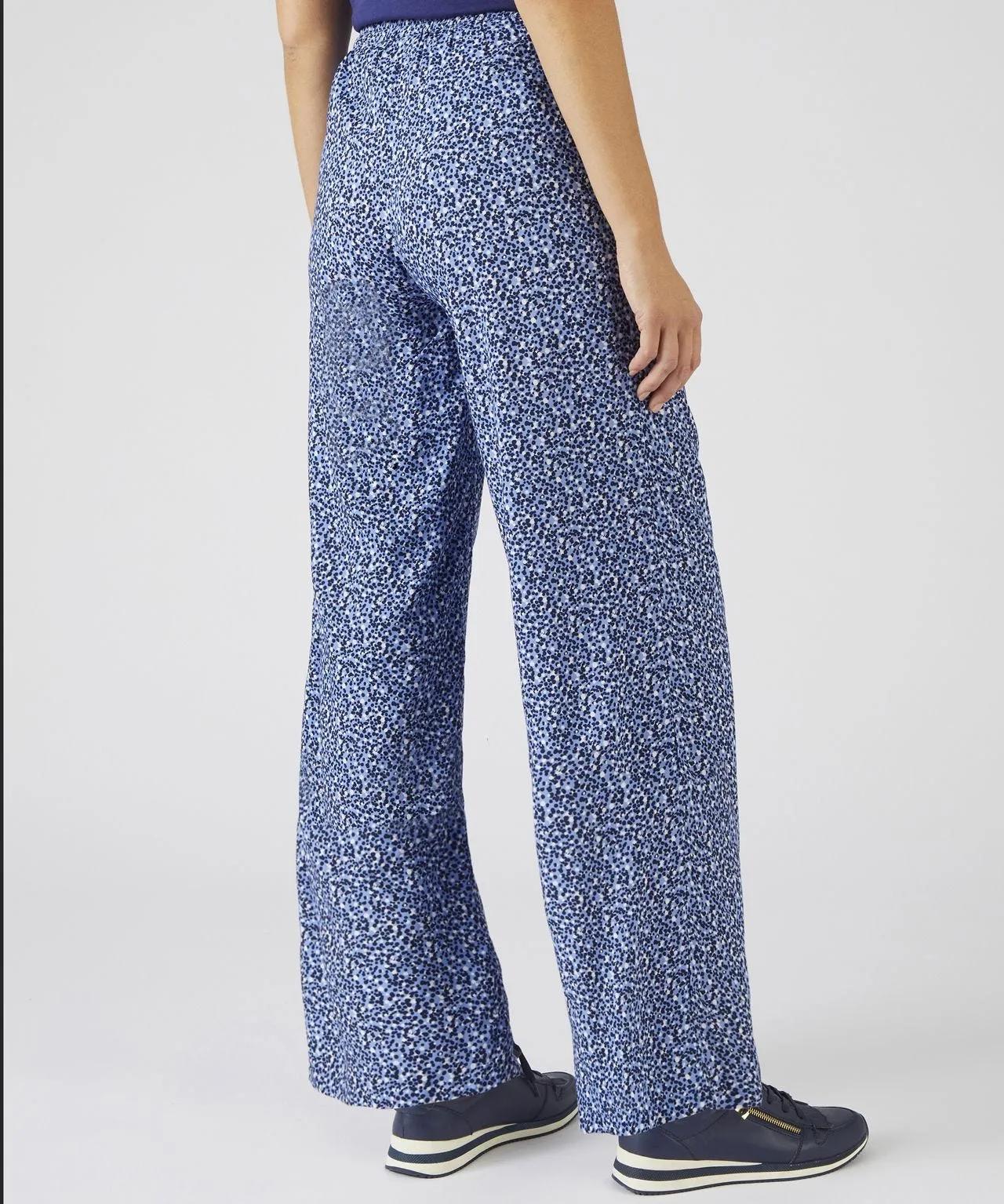 Wide-leg Trousers with Blue Dots Print