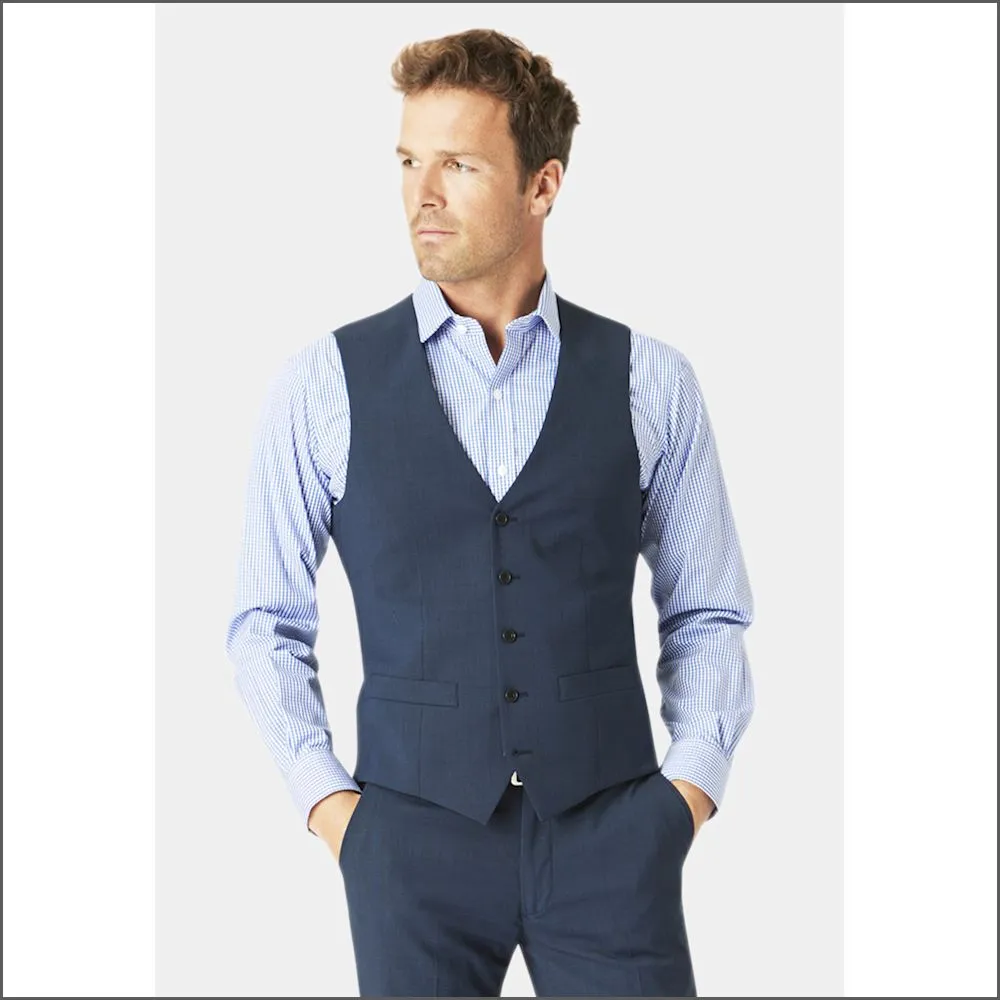 Navy Check Waist Coat