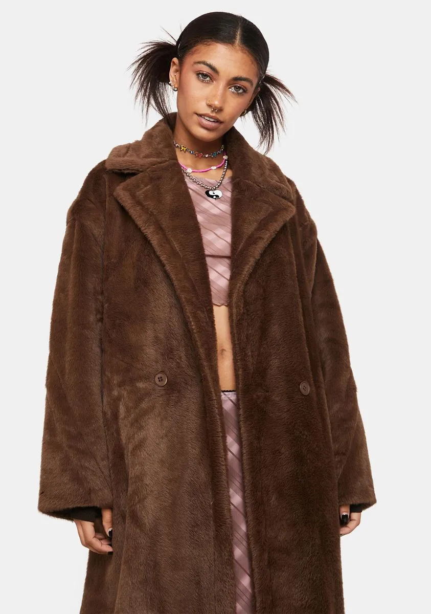 Brown Faux Fur Coat