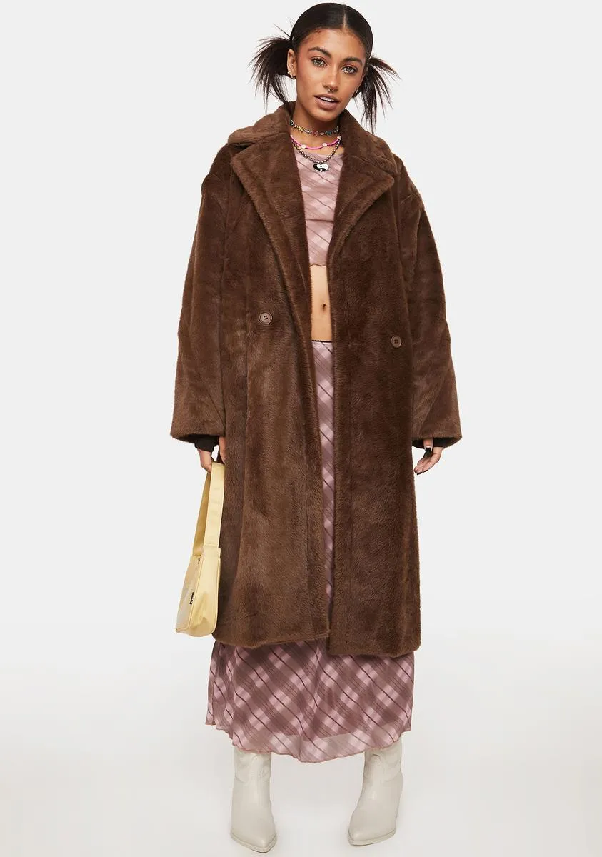 Brown Faux Fur Coat