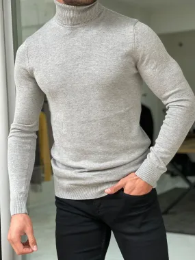 Capel Gray Turtleneck Sweater Slim Fit